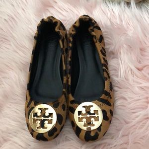 leopard tory burch flats